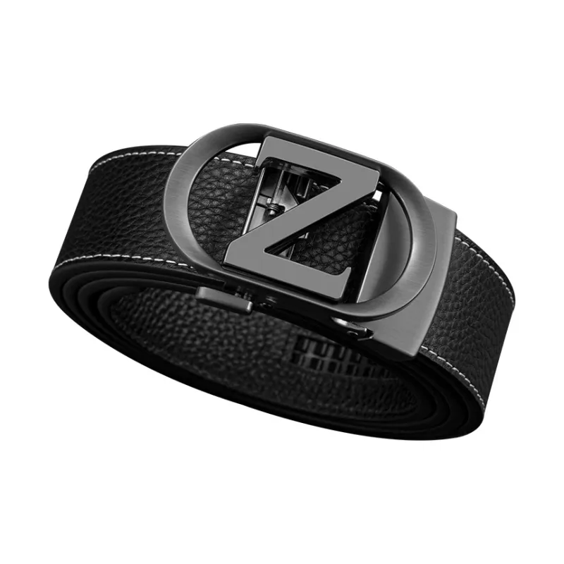 LUCKY LION Middle Aged Automatic Buckle Business Advanced Elegant Leather Belts Men's-11
