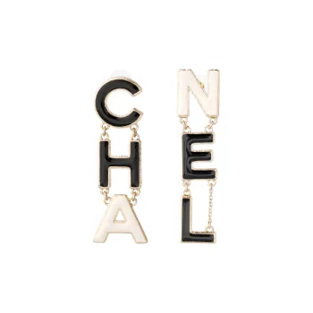 CHANEL Dangle Drop Earrings Women's Black