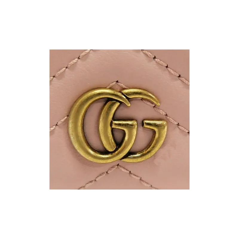 GUCCI GG Marmont Leather Wallet Money Clip Card Holder Women's Pink-5