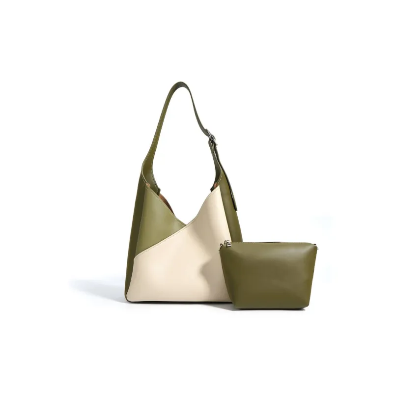 DEERE JACK Cow Leather Commute Shoulder Bag, Bucket Bag Regular Women's Color Block-2