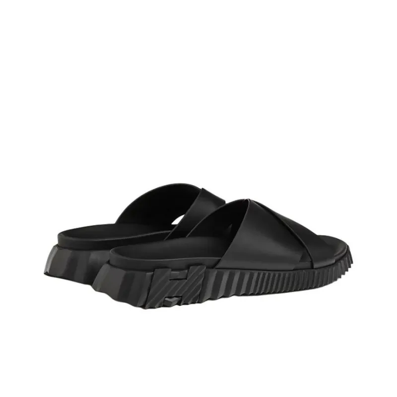 HERMES Slide Slippers Men's Black-2