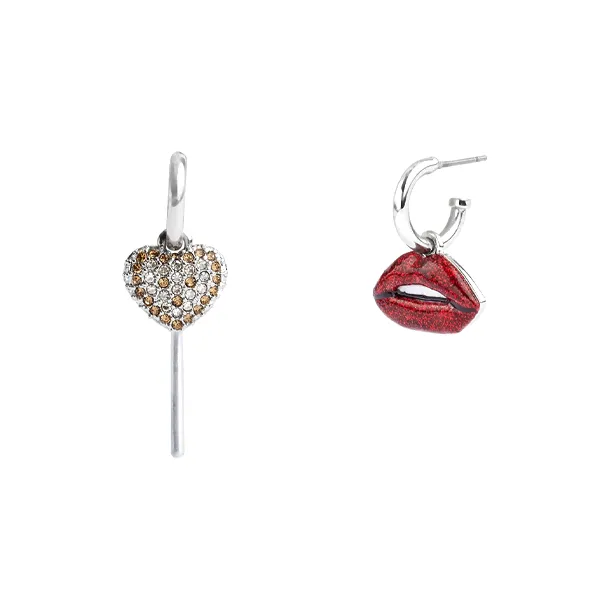 COACH Brass-Plated Glass Enamel Cubic Zirconia Earrings Women's Silver-0