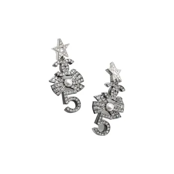 CHANEL Earrings Women's Silver