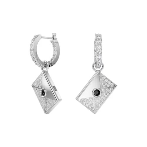 Swarovski Letra Earrings Unisex Silver
