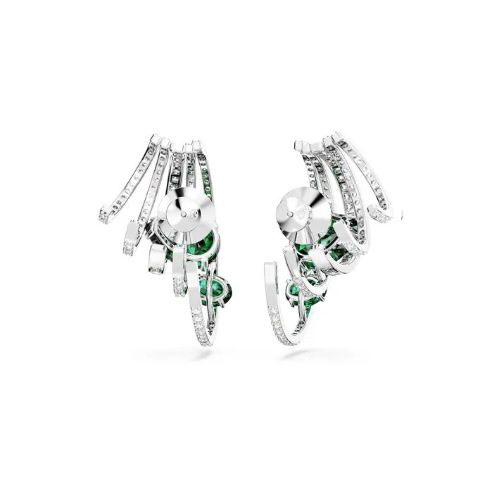 Swarovski Hyperbola Rhodium Plated Earrings Women's Silver/Green-3