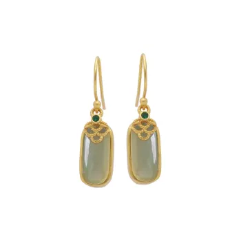 Xiaoyinjiang Earrings Green Jade Women's