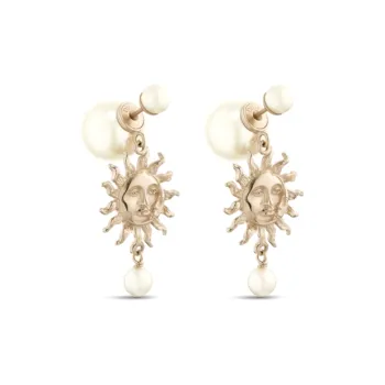 DIOR Metal, Resin Pearl Earrings Women's Gold