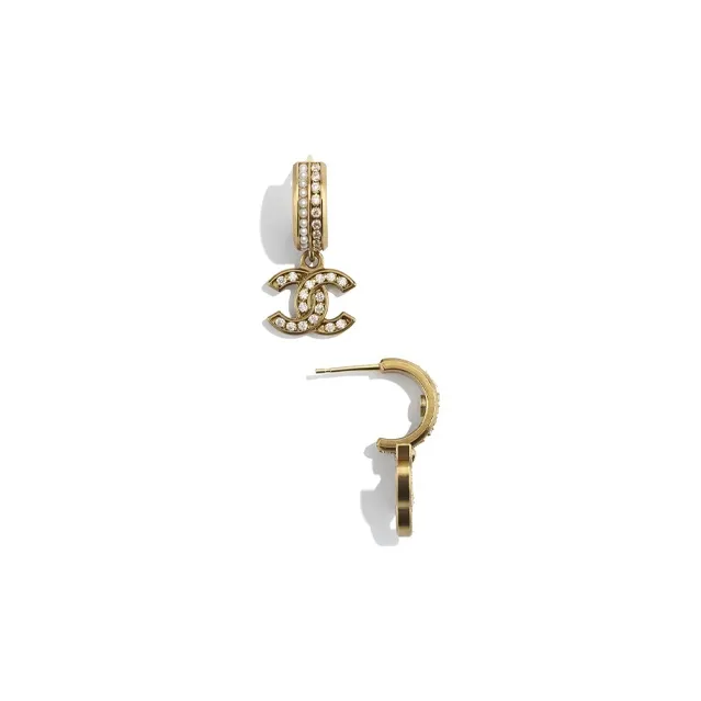 CHANEL Hoop Earrings Women's Gold-1