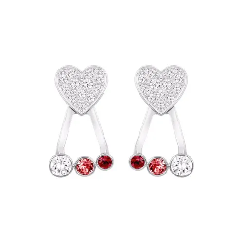 Swarovski Duo Heart Earrings Women's White
