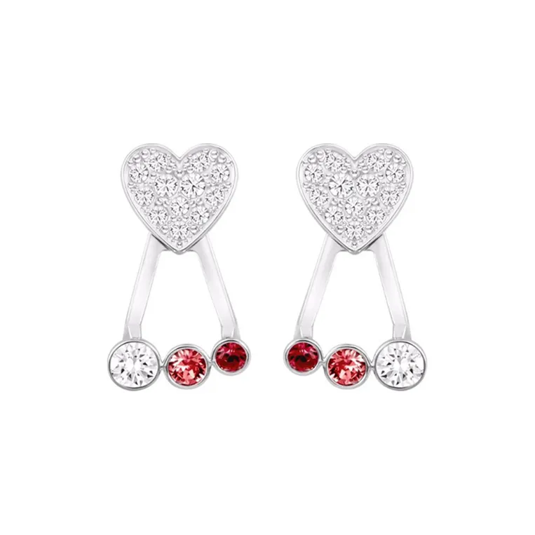 Swarovski Duo Heart Earrings Women's White-0