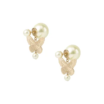 DIOR Metal Resin Earrings Women's Gold