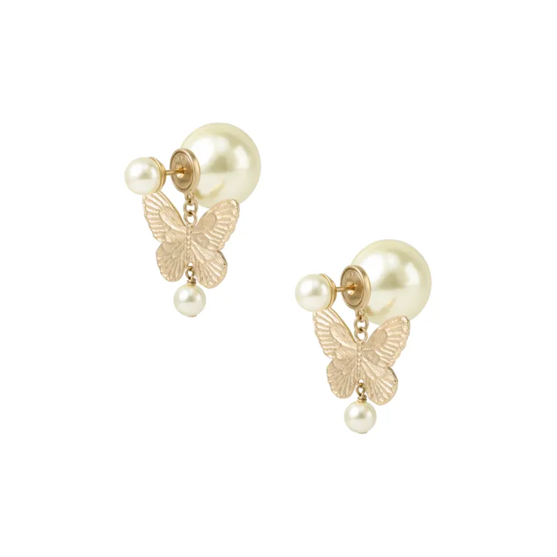 DIOR Metal Resin Earrings Women's Gold-0