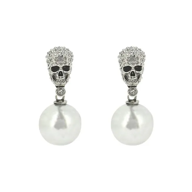 Alexander McQueen Skull Charm Post Back Fastened Earrings-0