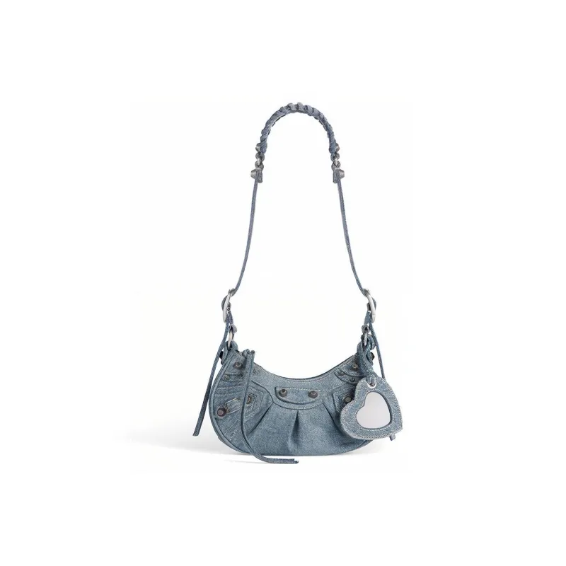 Balenciaga Le Cagole Denim Handbag Shoulder Bag Mini Women's Blue-0