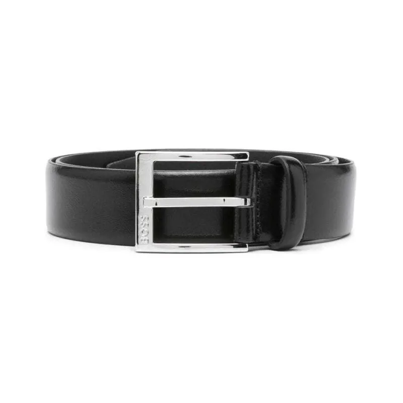 BOSS Logo engraved Buckle Leather Belt-0
