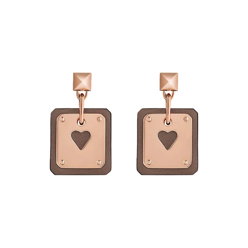 HERMES As De Coeur Earrings Women's Elephant Gray-0