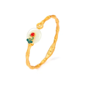 Yi Zhen Ge Hetian Jade S925 Silver Bangles Women's White Jade