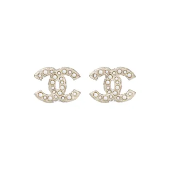 CHANEL Crystal Pearl Cc Earrings