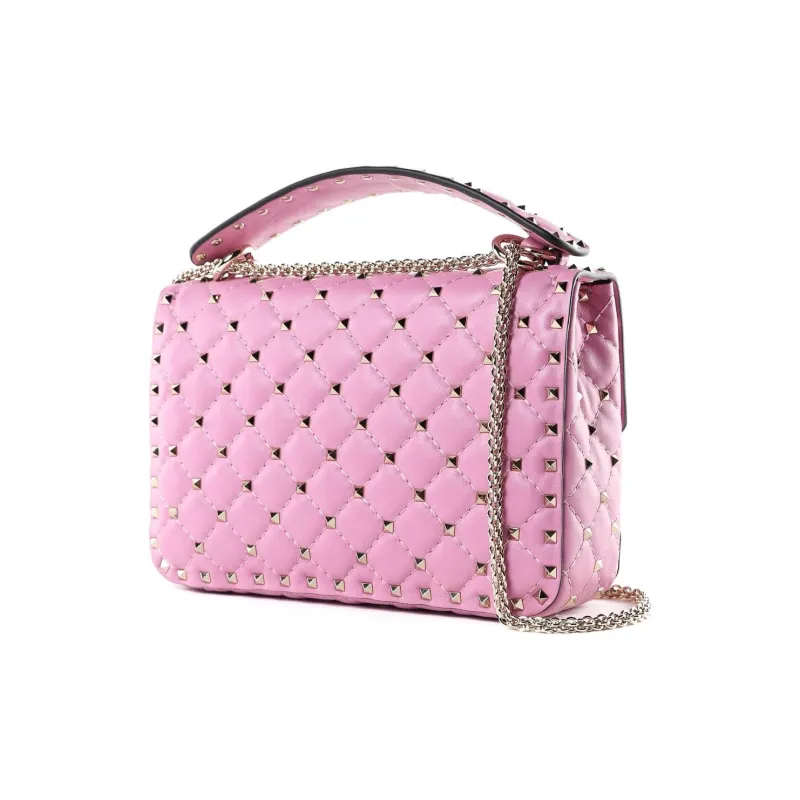 Valentino ROCKSTUD SPIKE Sheepskin Shoulder Bag Crossbody Bag Medium Size Women's Pink-2