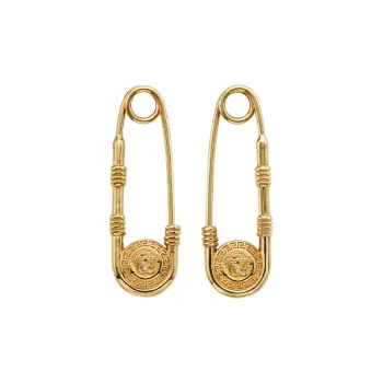 VERSACE Head Motif Safety Pin Detailed Earrings