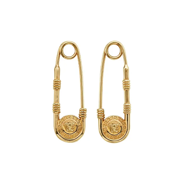 VERSACE Head Motif Safety Pin Detailed Earrings-0