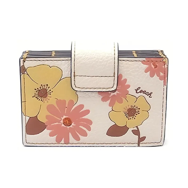 COACH Accordion Card Case Leather Card Holder Wallet Women's White-2