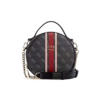 GUESS Polyurethane Small Round Bag Shoulder Bag Crossbody Bag Women's Coal Charcoal