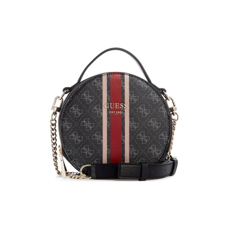 GUESS Polyurethane Small Round Bag Shoulder Bag Crossbody Bag Women's Coal Charcoal-0