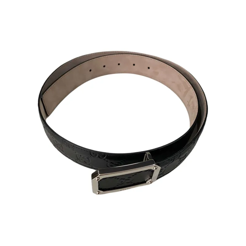 GUCCI Leather Belts Men's Black Width 3.5CM-2