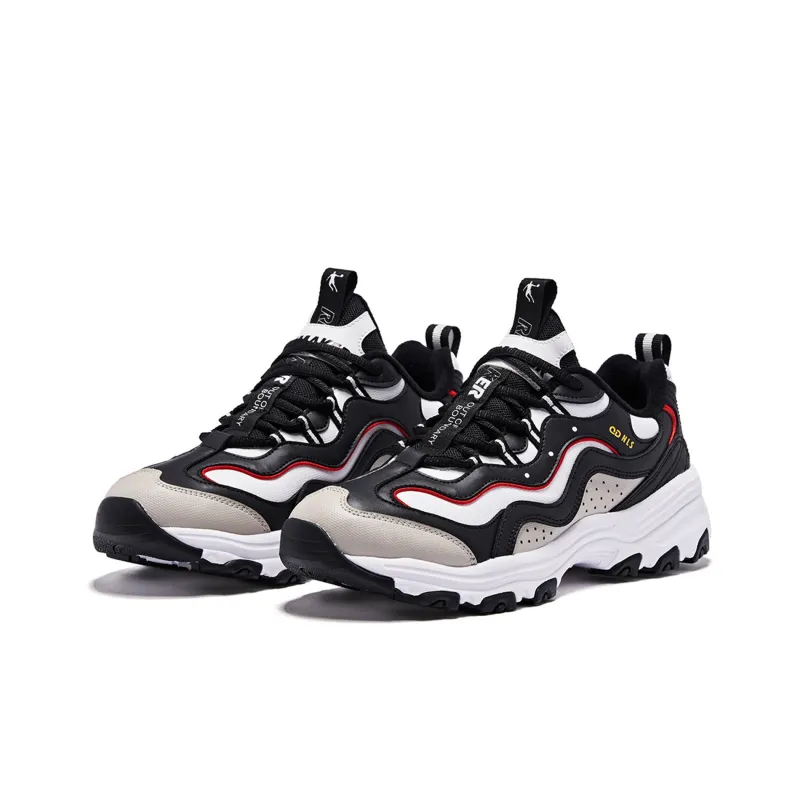 QIAODAN Cushioned Slip Resistant Warm Low Top Chunky Sneakers Men's Black Jordan White-2
