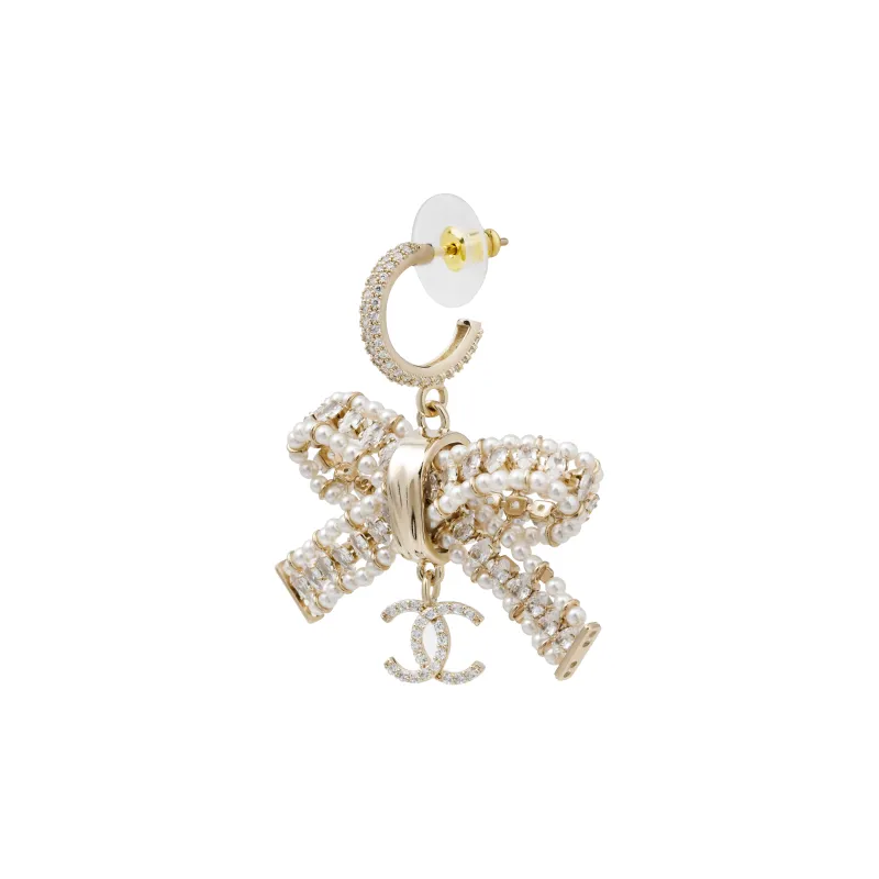 CHANEL Pearl Synthetic Cubic Zirconia Earrings Women's-1