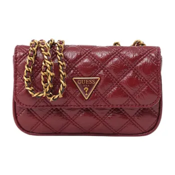 GUESS Artificial Leather Shoulder Bag Crossbody Bag Medium Size Women's Deep Red