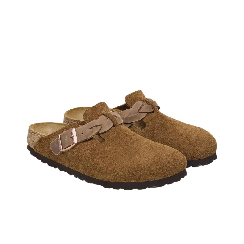 Birkenstock Boston Braided Suede Leather Narrow 'Mink' Women's-2