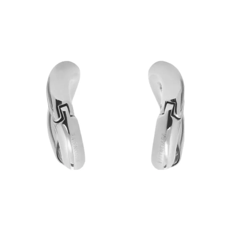 Balenciaga Logo Engraved Loop Earrings-2