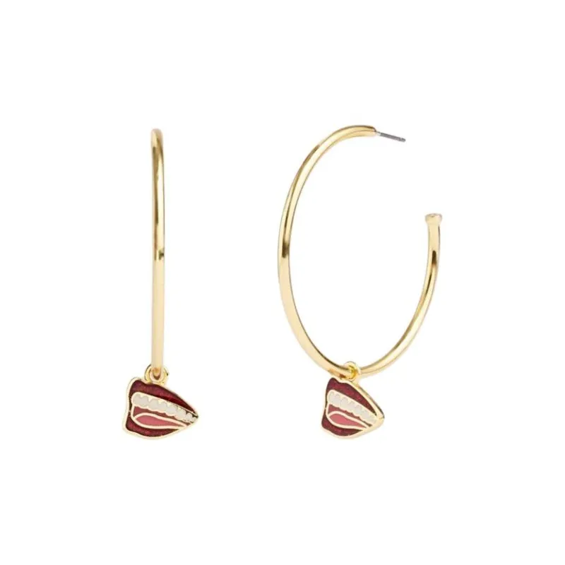 COACH Brass-Plated Enamel Cubic Zirconia Hypoallergenic Titanium Alloy Rod Earrings Unisex Gold-0