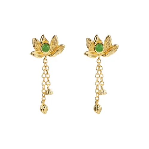 Xiaoyinjiang S925 Silver Hetian Jade Earrings Women's