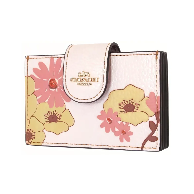 COACH Accordion Card Case Leather Card Holder Wallet Women's White-1