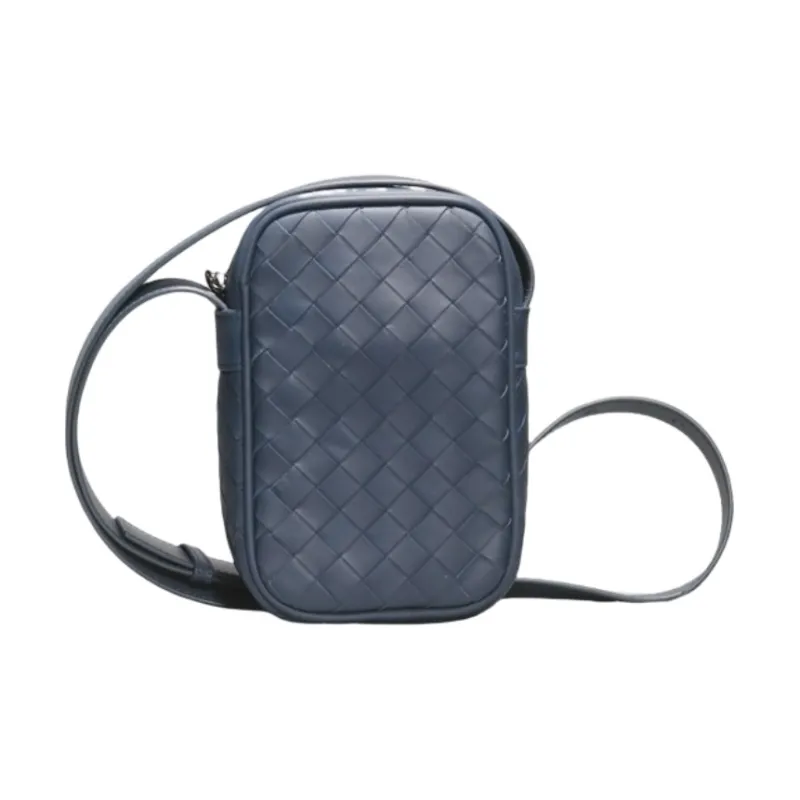CMLZIUA Top Grain Cow Leather Crossbody Bag Large Size Unisex Black/Blue-7