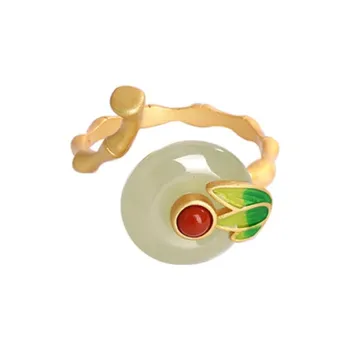 Xiaoyinjiang Hetian Jade Rings Women's Pale Greenish White Jade