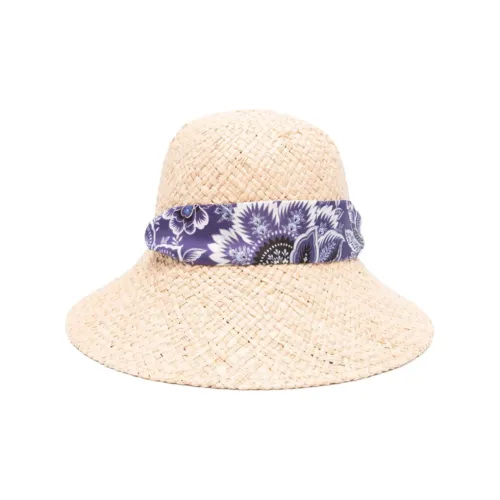 ETRO STRAW HAT WITH SILK SCARF