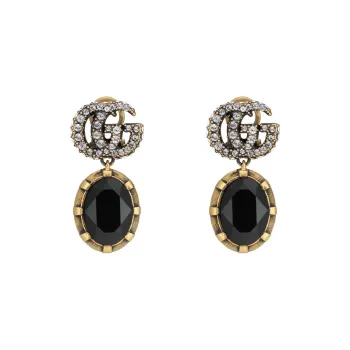 GUCCI Crystal-embellished Double G Earrings