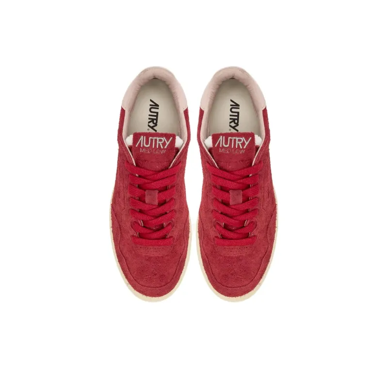 AUTRY New Flat Low Suede 'Red And Powder Pink' Women's-2