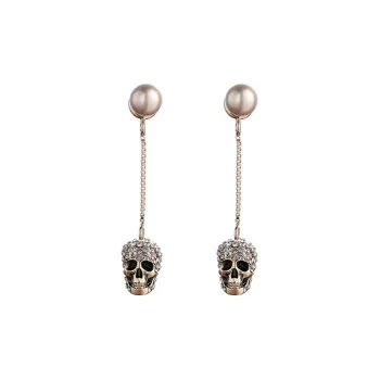 Alexander McQueen Pave Skull Chain Earrings