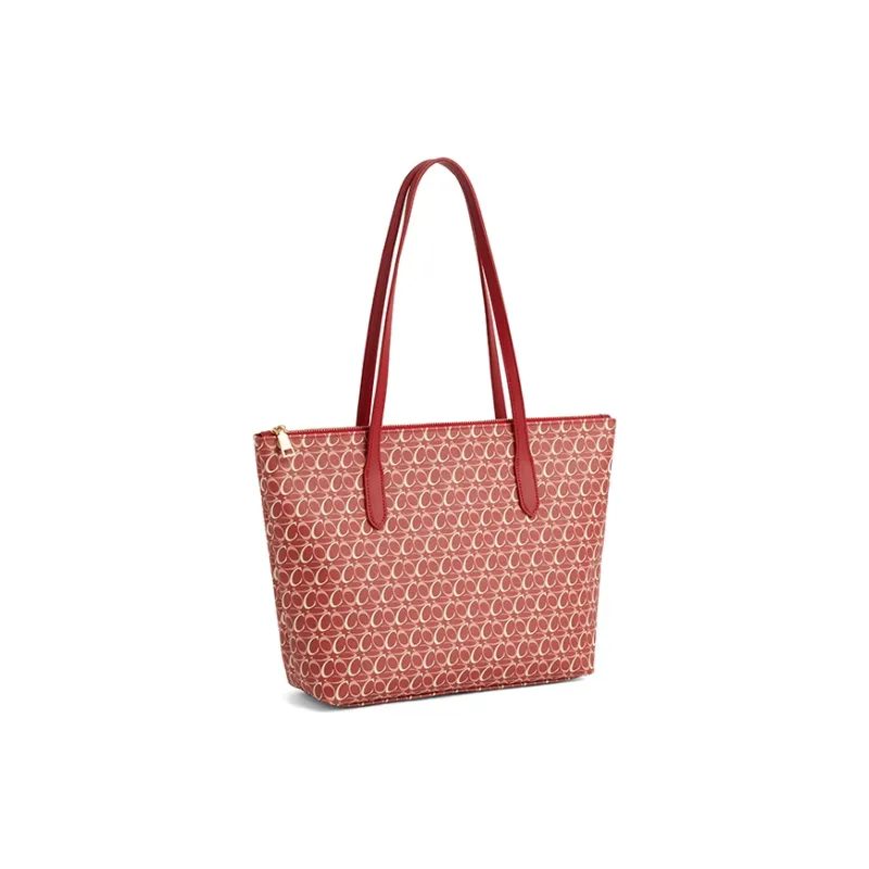 COCOEVA PVC & PU Tote Bag, Shopping Bag, Shoulder Bag Women's Lucky Red/Brown Coral-1