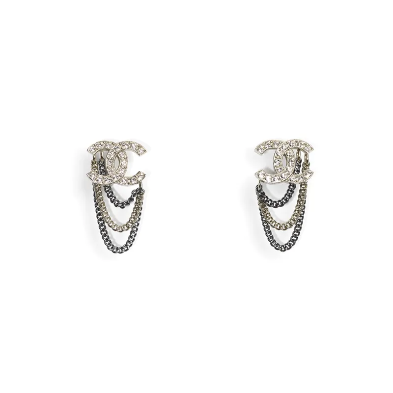 CHANEL Earrings Women's Silver/Ruthenium-0