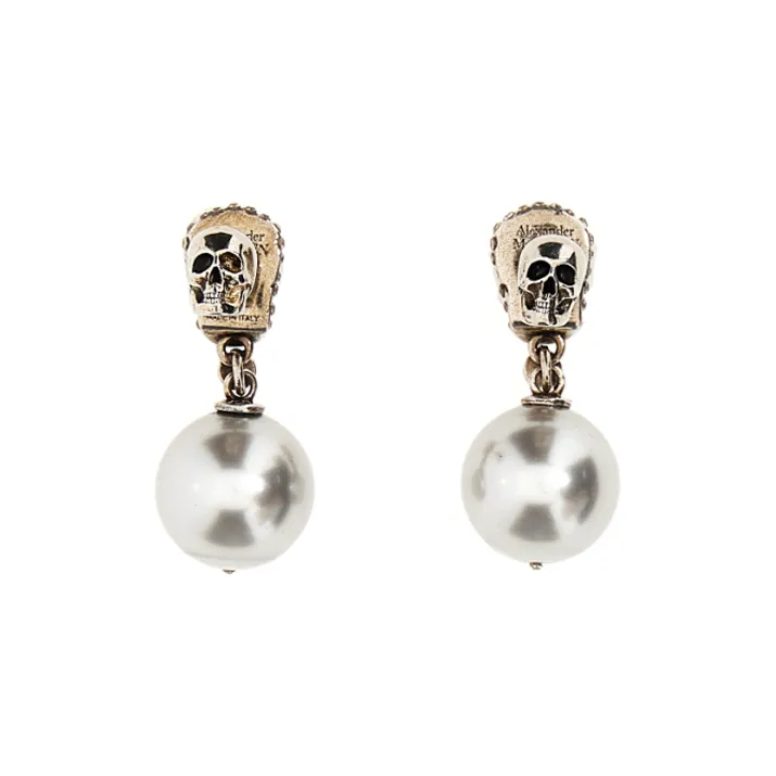 Alexander McQueen Skull Charm Post Back Fastened Earrings-1