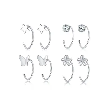 PIARA Earrings Women's Silver Set