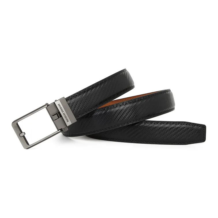 MAISON VINSON Men's, Automatic Buckle Casual Business Pants With Belt Cow Split Leather Belt Men's Width 3.5cm-2