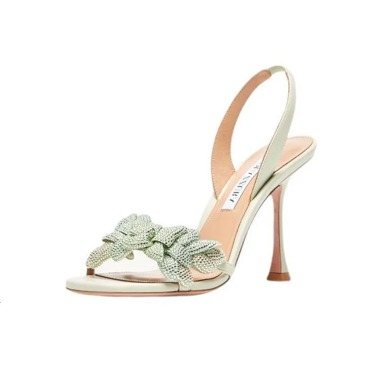 AQUAZZURA Galactic Flower Sandal 95 Strap Sandals Women's Green-3