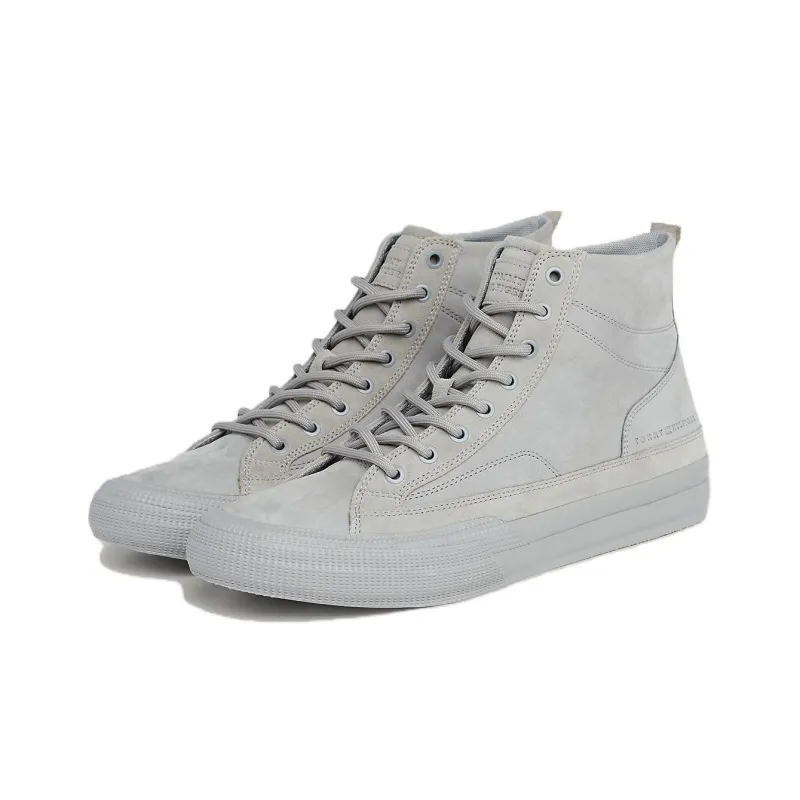 Tommy Hilfiger High-Top Skateboard Shoes Men's Silver Gray-2